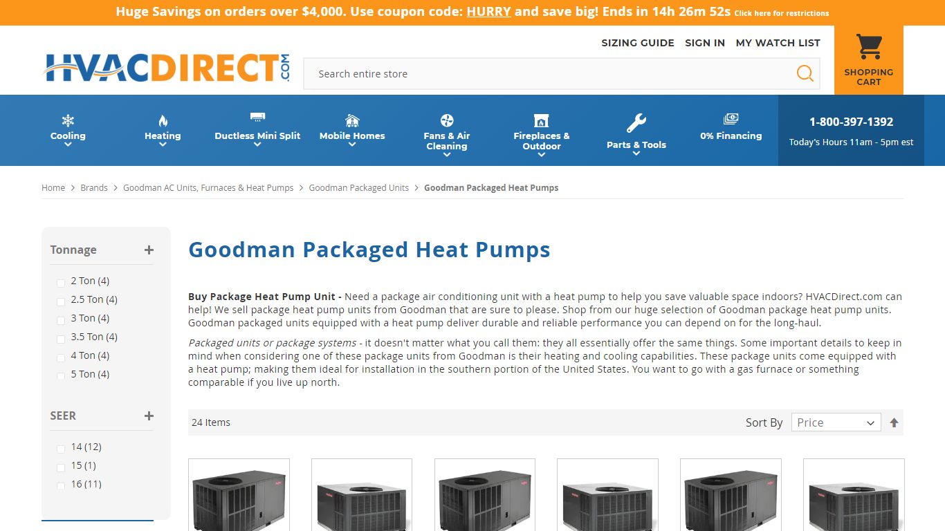 Buy Package Heat Pump Unit | Goodman Package Heat Pump - HVACDirect